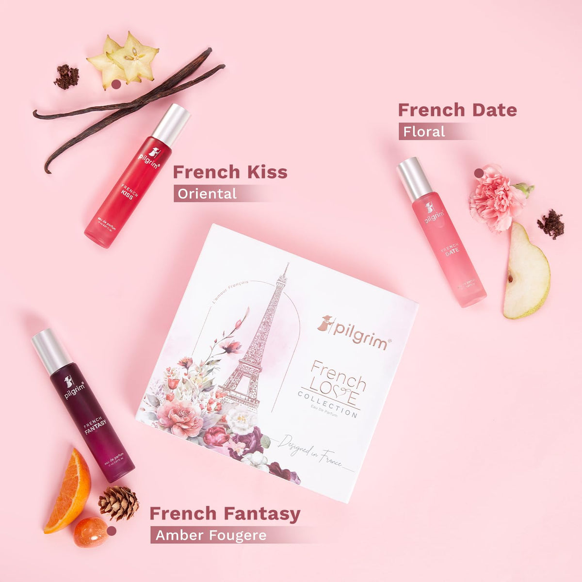 Pilgrim Women The French Love Collection Premium Perfume Aerosol Gift Set - 3x17mL - Image 3