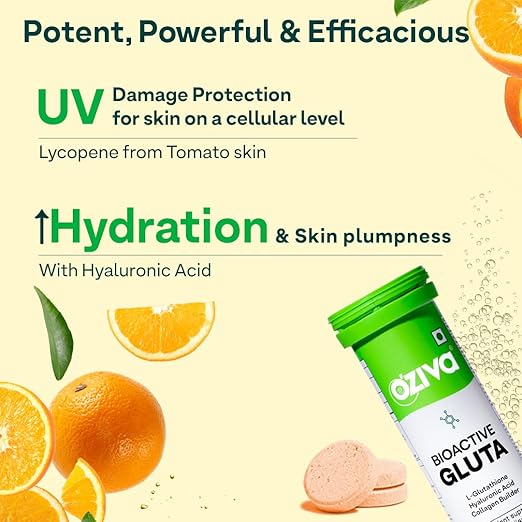 Oziva Bioactive Glutathione Tablets - L-Glutathione, Lycopene, Vitamin C, 15 Effervescent Tablets - Image 3