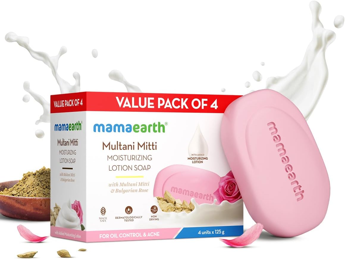 Mamaearth Multani Mitti & Rose Lotion Soap, Moisturizing, 125g Pack of 4 - Image 2