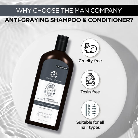 The Man Company Anti Grey 2-in-1 Shampoo & Conditioner for Men All Hair Types-200ml