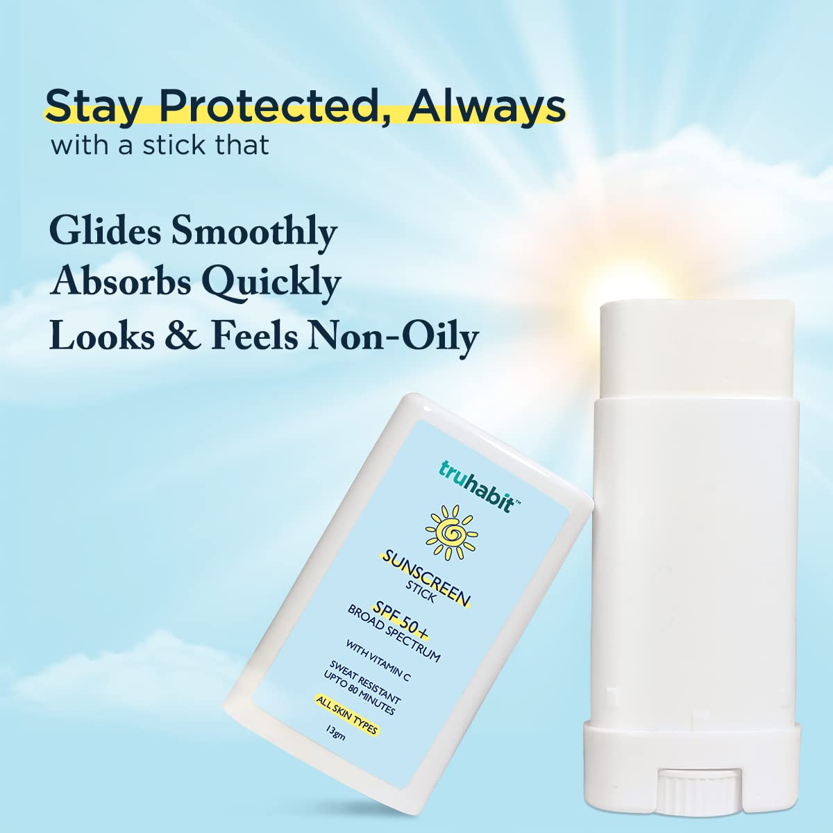 Truhabit Sunscreen Stick SPF 50 for Face - 13gm - Image 6