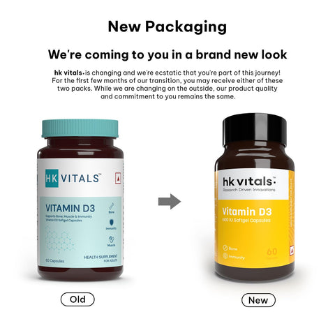 فيتامين د3 من إتش كيه فيتالز (600 وحدة دولية) (60 كبسولة) | مع زيت دوار الشمس، يعزز امتصاص الكالسيوم | صحة العظام، قوة العضلات، والمناعة