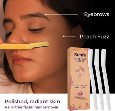 Sanfe Glide Face Razor - Stainless Steel Blade, Pain-Free Facial Hair Removal, 3 Units - Image 2