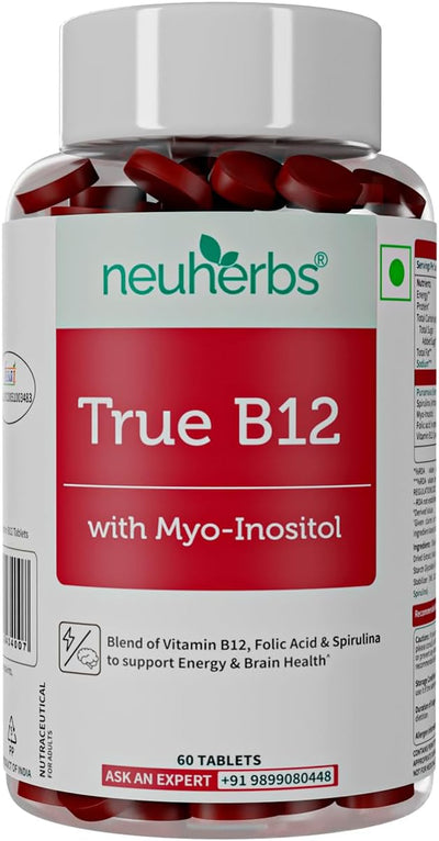Neuherbs Plant-Based True B12 Supplements, 60 Capsules