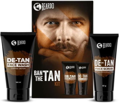 Beardo Ban the Tan Kit - Detan Facewash & Face Scrub with Coffee & Vitamin E - Gift Hamper
