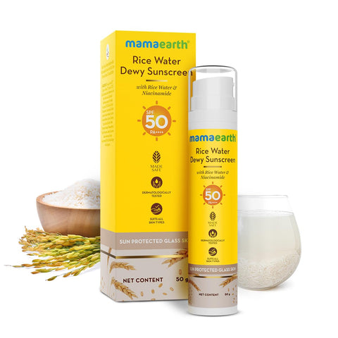 Mamaearth Rice Water Dewy Sunscreen 50G