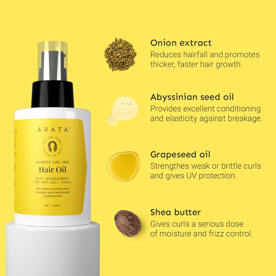 Arata Curl Hair Oil with 14 Potent Oils - 100 ml - Image 3