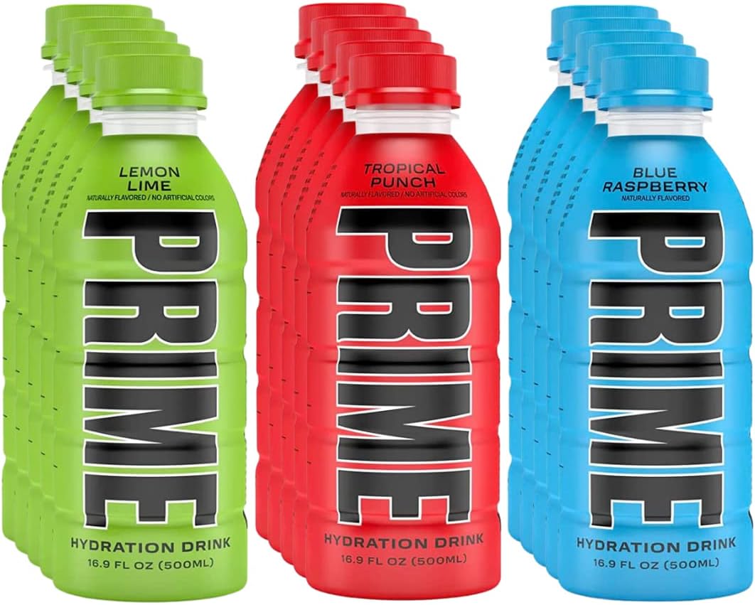 Prime Hydration Functional Drinks & Hydration Pack - Lemon Lime, Tropical Punch, Blue Raspberry - 15-Pack