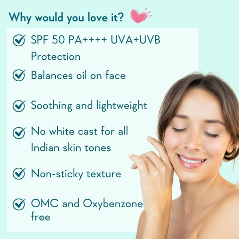 WishCare Niacinamide Oil Balance Sunscreen SPF 50 PA++++ - Light & Matte Sunscreen for Oily Skin