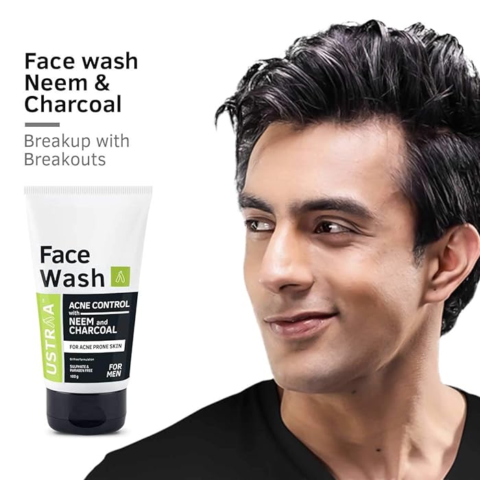 USTRA Face Wash Acne Control with Neem and Charcoal for Acne Prone Skin 100g