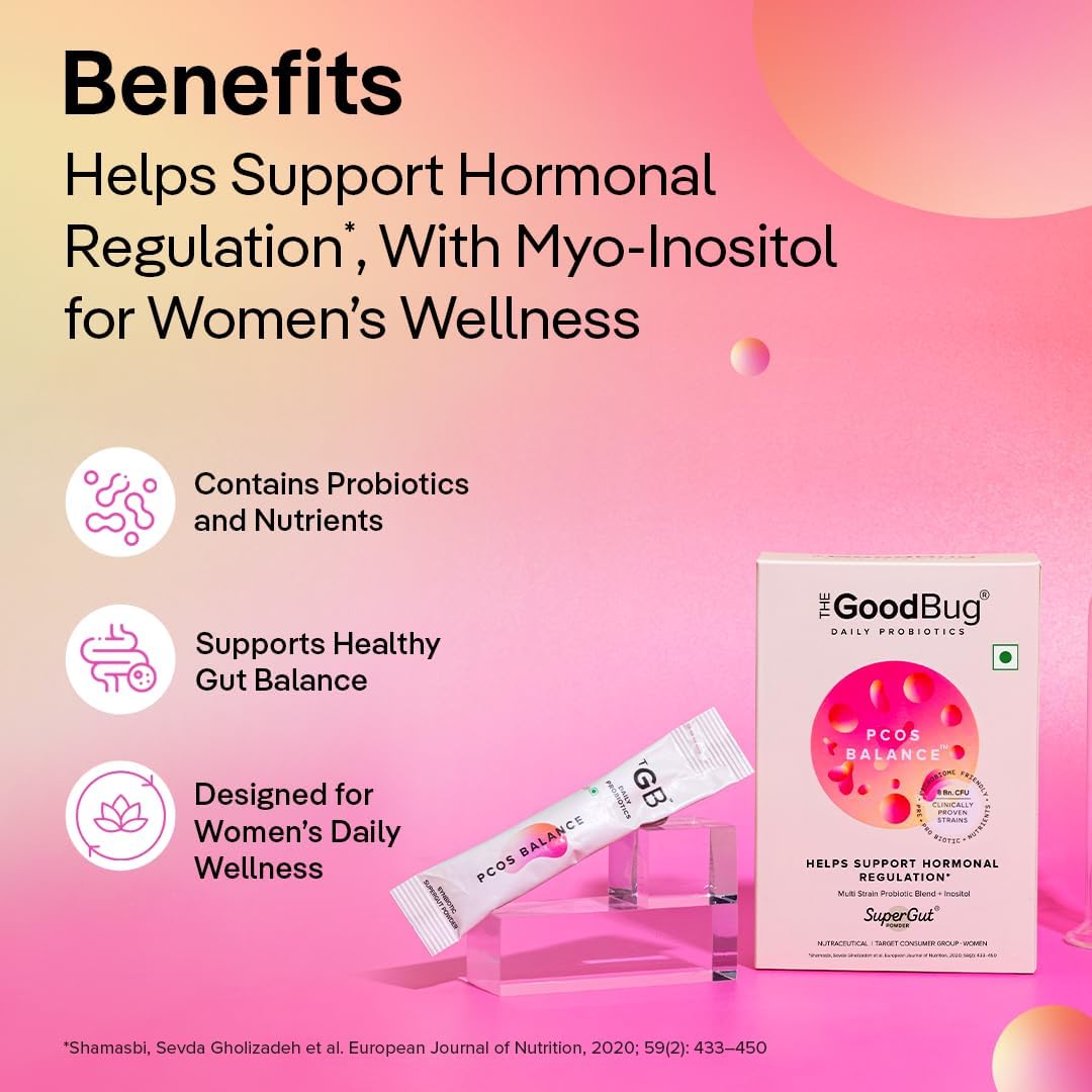 The Good Bug PCOS Balance SuperGut Powder - Pre & Probiotic Blend with Myo+D-Chiro Inositol - 15 Days Pack - Image 2