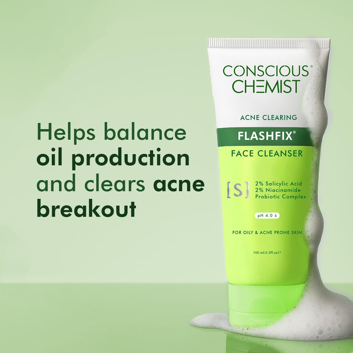 Conscious Chemist 2% Salicylic Acid Face Wash, 100ml - Image 3