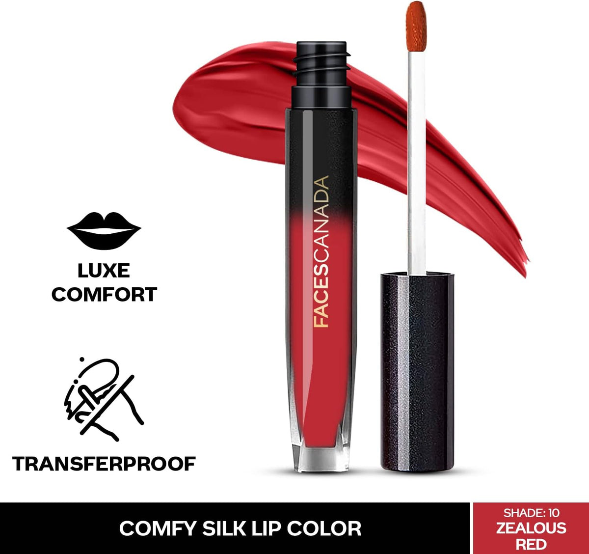 Faces Canada Comfy Silk Liquid Lip Color - Zealous Red Shade 10 - Image 2