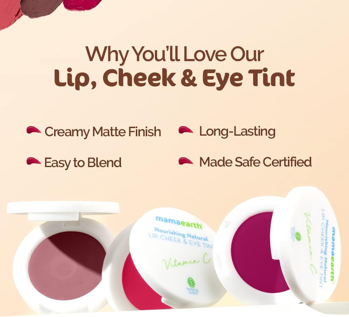 Mamaearth Nourishing Natural Lip Cheek & Eye Tint with Vitamin C & Rose - 4g - Image 2