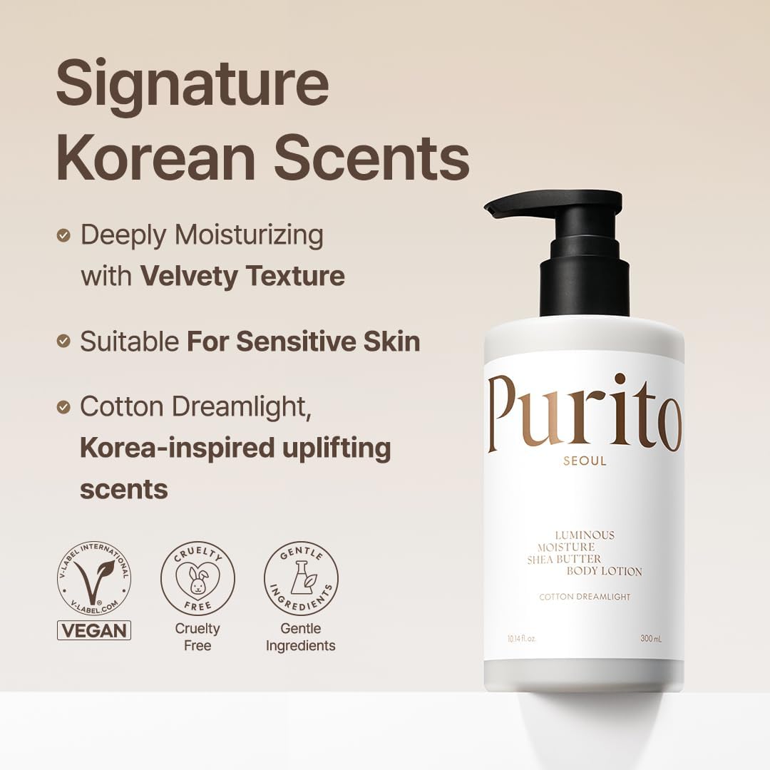 Purito Luminous Moisture Shea Butter Body Lotion - Cotton Dreamlight - 300ml - Image 2