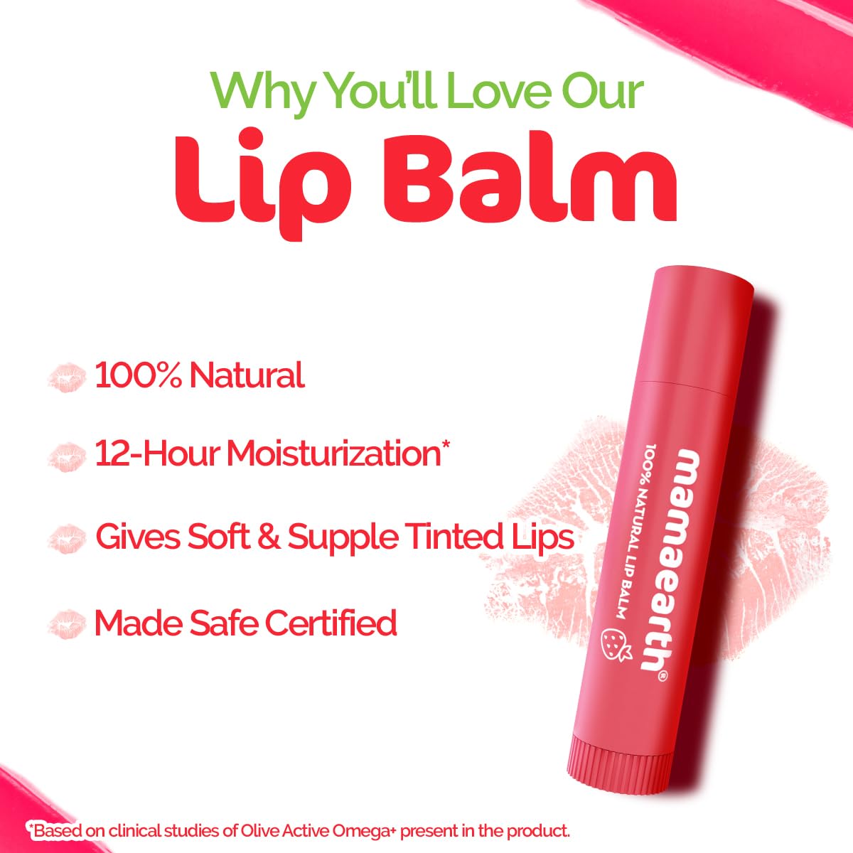 Mamaearth 100% Natural Lip Balm with Vitamin E & Strawberry - 4g - Image 3