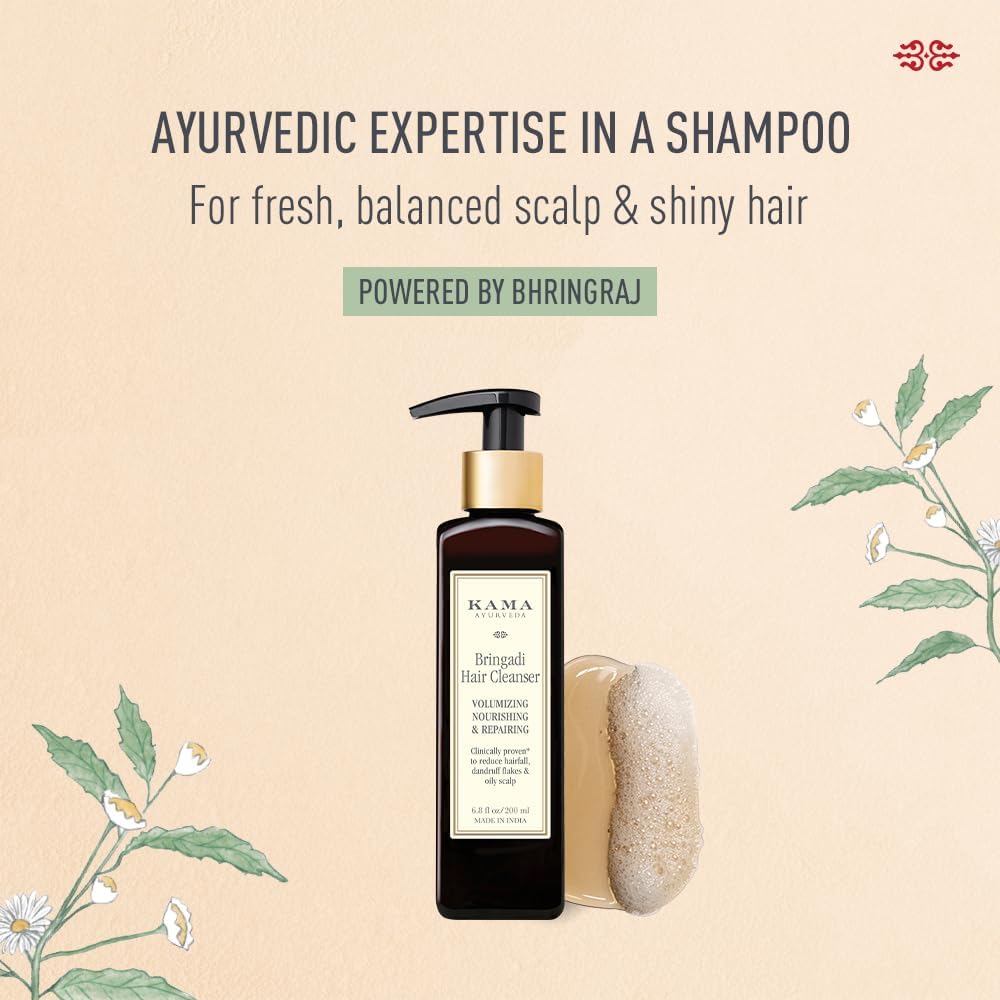 Kama Ayurveda Bringadi Hair Cleanser - Sulphate-Free, Ayurvedic Formula - 200ml - Image 3