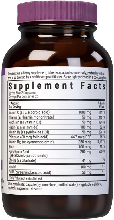 BlueBonnet Nutrition Stress B Complex Vitamins with Vitamin C, 50 Vegetable Capsules - Image 2