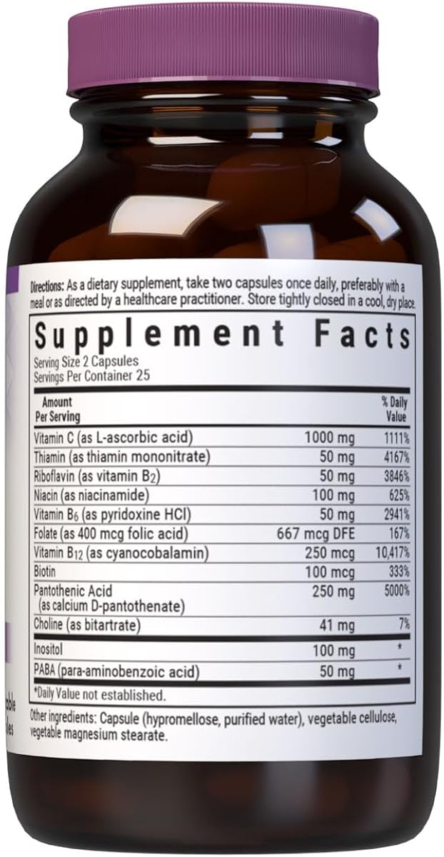 BlueBonnet Nutrition Stress B Complex Vitamins with Vitamin C, 50 Vegetable Capsules - Image 2