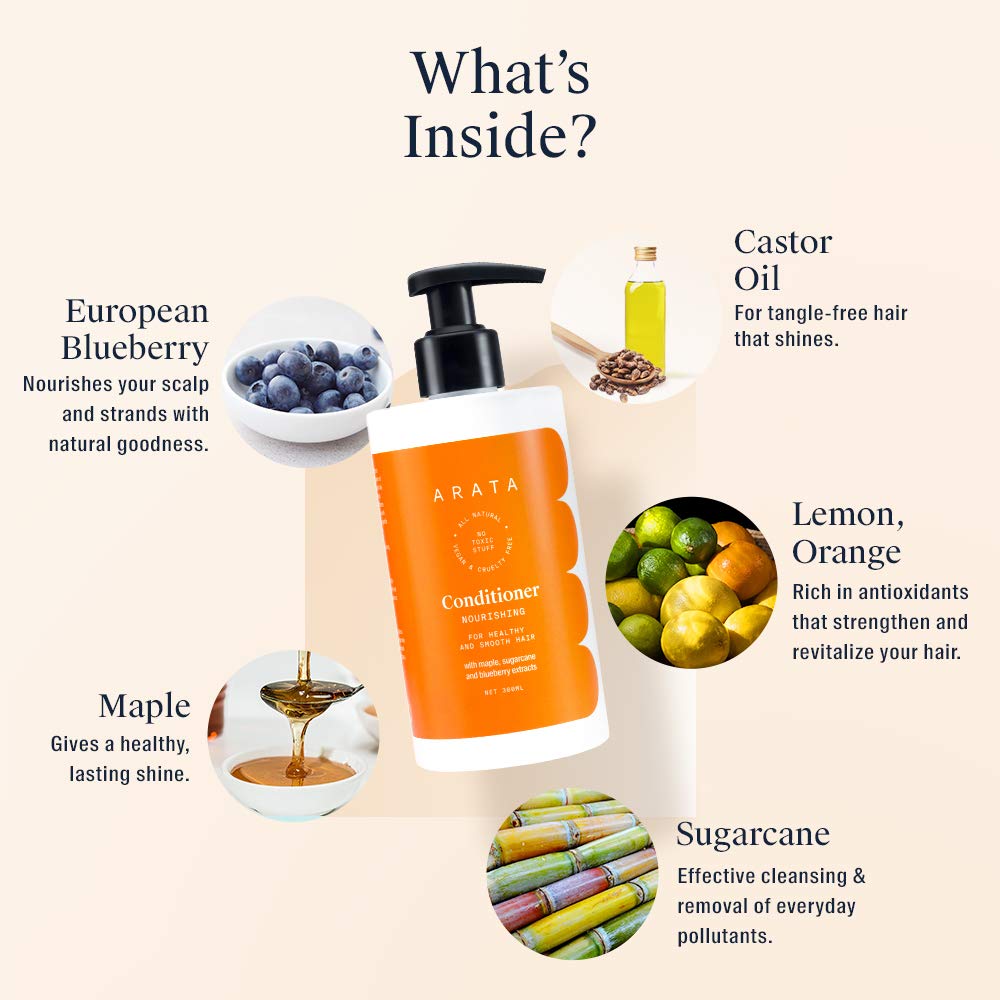Arata Natural Nourishing Hair Conditioner, Orange - 300 ml - Image 4