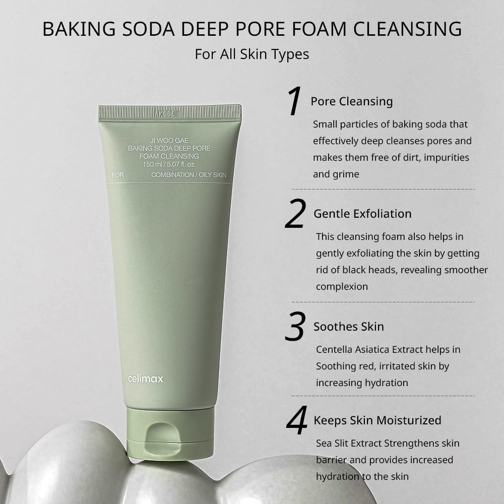 CELIMAX Ji Woo Gae Baking Soda Deep Pore Foam Cleanser - 150ml - Image 4