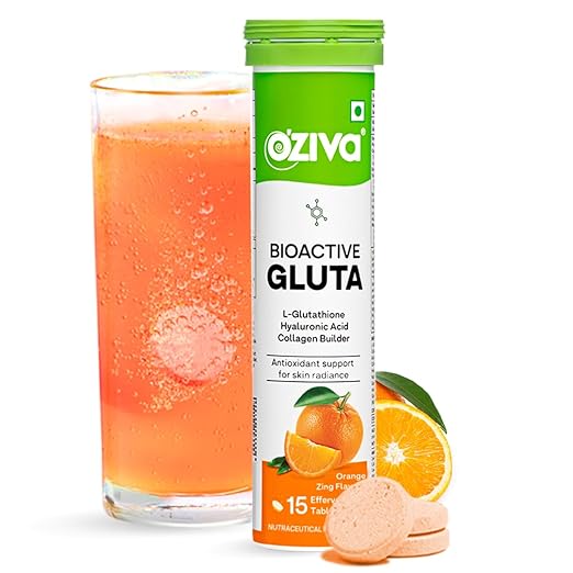 Oziva Bioactive Glutathione Tablets - L-Glutathione, Lycopene, Vitamin C, 15 Effervescent Tablets