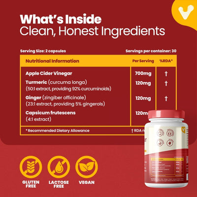 Valeo Apple Cider Vinegar Capsules with Mother - 60 Count - Image 5