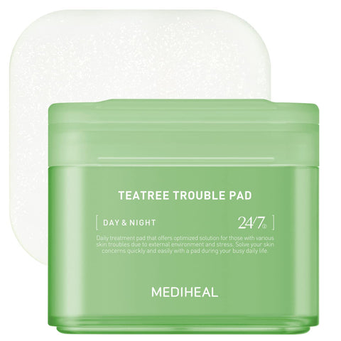 Mediheal Teatree Trouble Pad | Square Cotton Facial Toner Pads With Tea Tree & Lactobacillus | Soothing Pads To Calm Sensitive & Acne Prone Skin-| Vegan Face Gauze Pads | 100 Pads