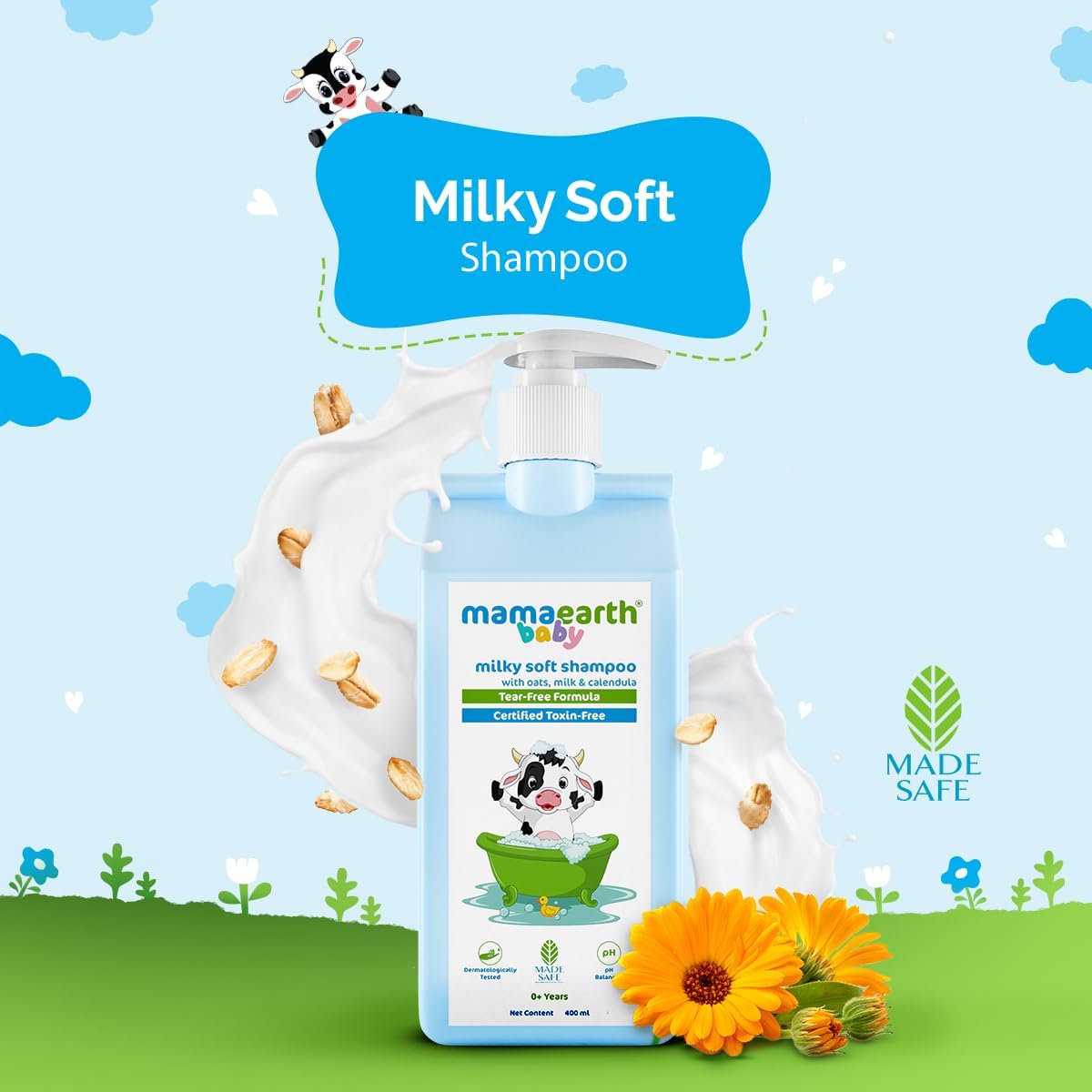 Mamaearth Milky Soft Shampoo - Oats, Milk & Calendula - 400ml - Image 2