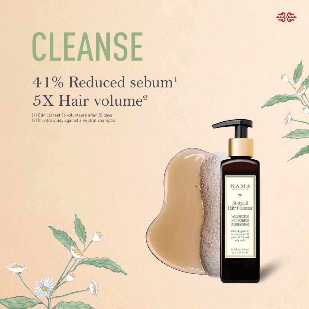 Kama Ayurveda Bringadi Hair Cleanser - Sulphate-Free, Ayurvedic Formula - 200ml - Image 2