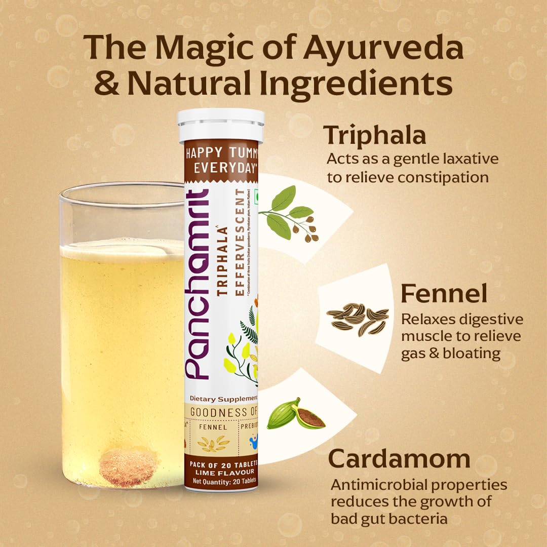 Panchamrit Triphala Effervescent Tablets - Ayurvedic, 40 Tablets Pack - Image 3