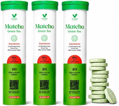 Valeo Organic Japanese Ceremonial-Grade Matcha Green Tea Tablets - 20 Pack