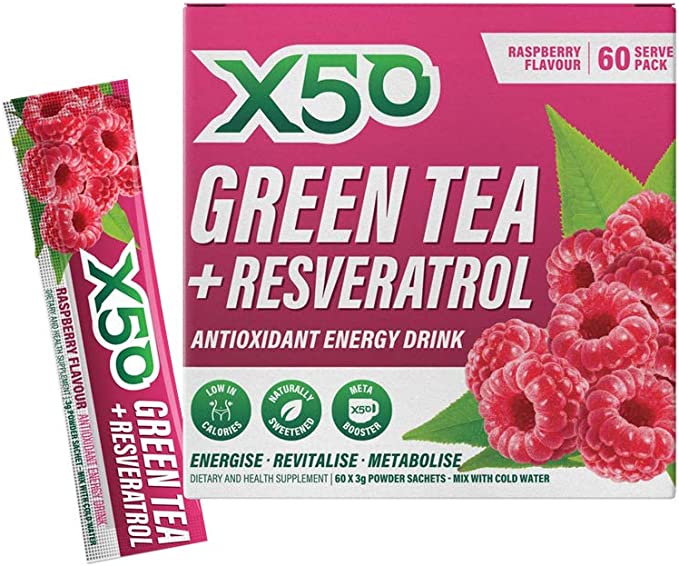 X50 Raspberry Green Tea - Functional Hydration Drink - Packet Size Unspecified