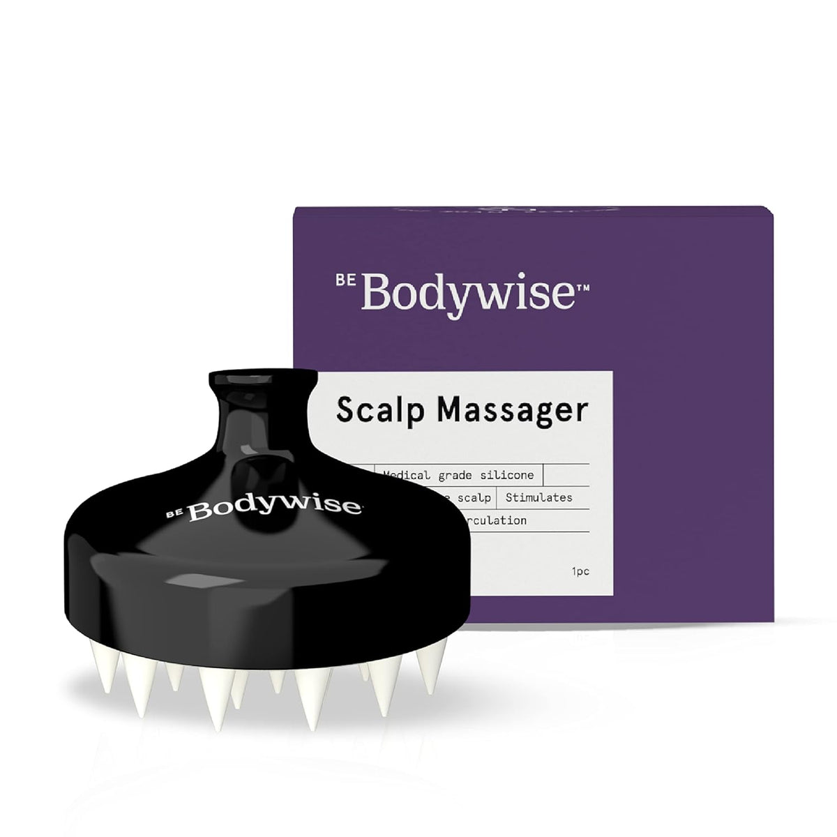 Be Bodywise Hair Scalp Massager Shampoo Brush Handheld & Lightweight (Black)