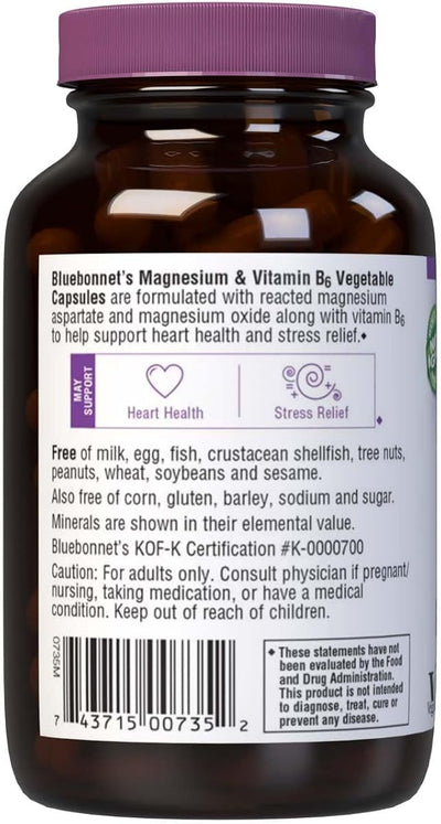 BlueBonnet Magnesium B6 Capsules - 400 mg Magnesium, 90 Pack - Image 3