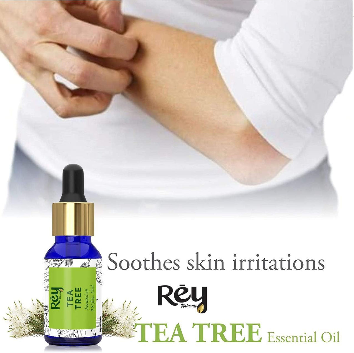 ReyNaturals Tea Tree Essential Oil for Hair, Skin & Face - 15 ml Pack of 2 - Image 8
