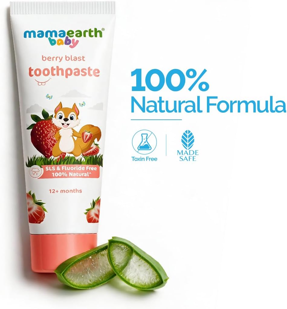 Mamaearth 100% Natural Kids Toothpaste - Berry Blast with Aloe Vera & Xylitol, 50g - Image 2