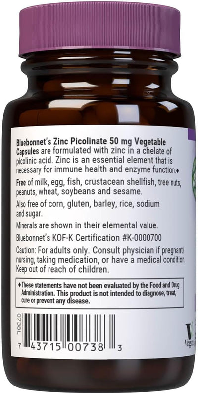 BlueBonnet Zinc Picolinate 50mg - Immune & Prostate Support - 50 Capsules - Image 3