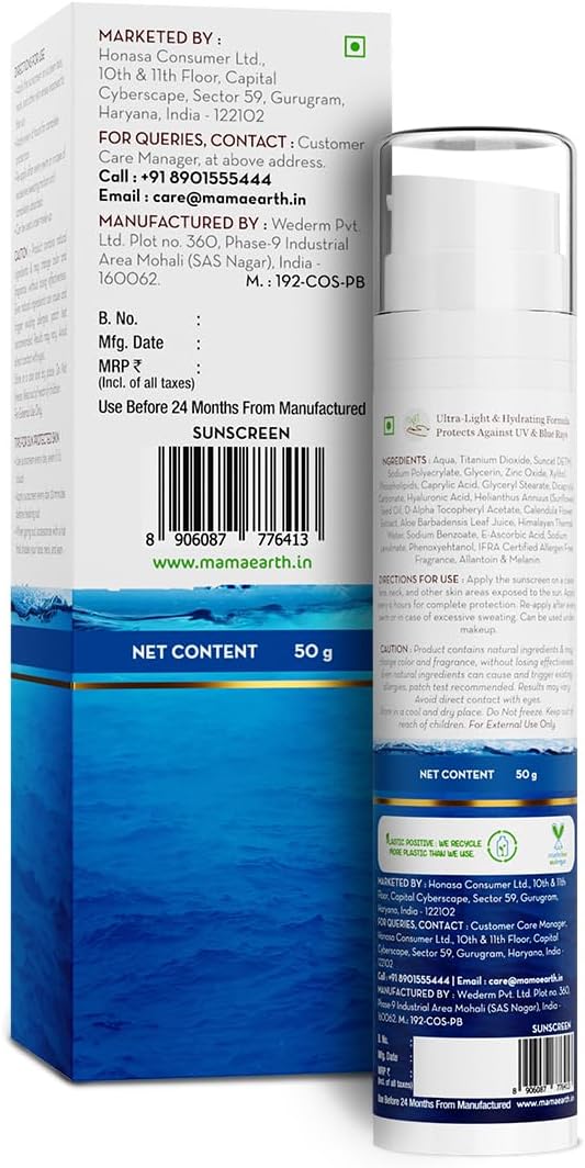 Mamaearth Aqua Glow Hydrating Sunscreen Gel - SPF 50 PA++++ with Himalayan Thermal Water & Hyaluronic Acid - 50 ml - Image 3