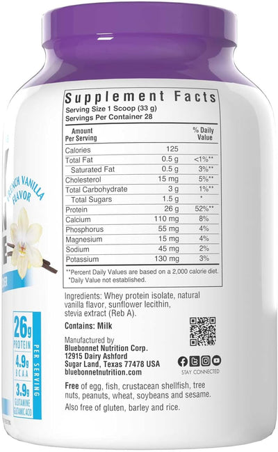 BlueBonnet Nutrition Whey Protein Isolate Vanilla Powder - 2lb 924g - Image 6