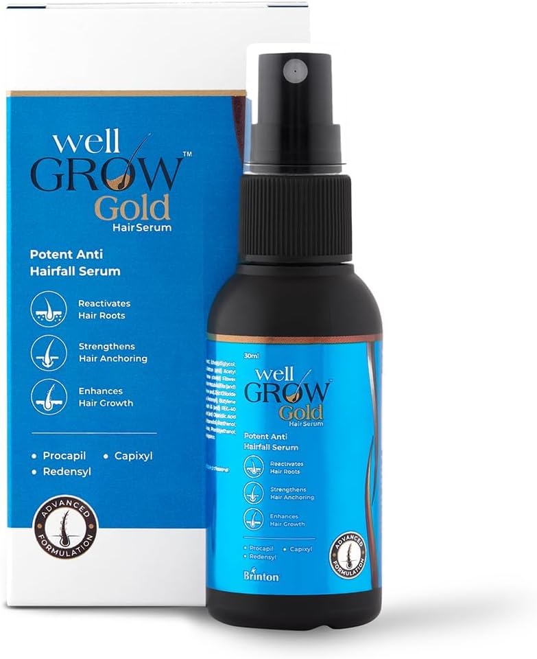 Brinton Wellgrow Gold Hair Serum - Hair Growth & Loss Solution - 30ML