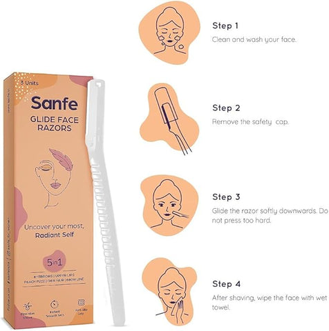 Sanfe Glide Face Razor for painfree facial hair removal (3 units)