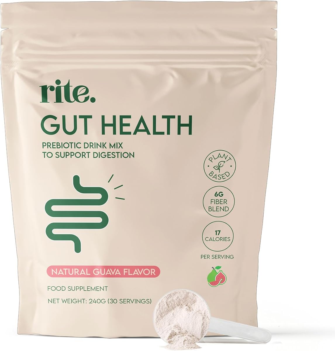 Rite Gut Health Prebiotic Powder - Guava Flavour, 30 Sachets
