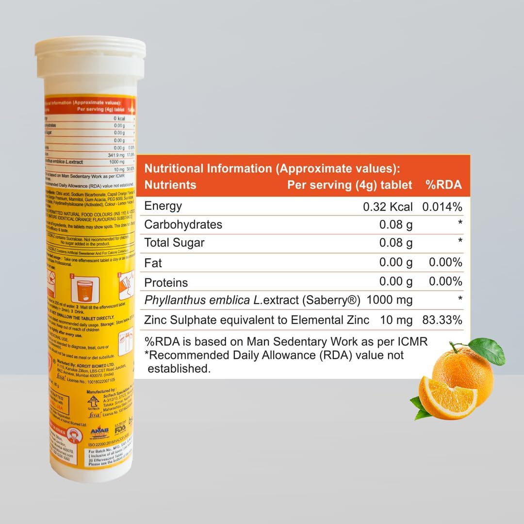 Glutone Escor-Z Effervescent Tablets (Orange Flavour) 20