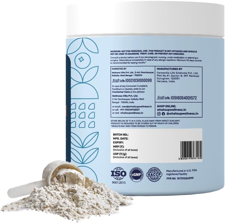 What's Up Beauty Collagen Powder - Blueberry Flavour, 200g - Image 2