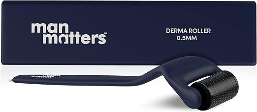 Man Matters Derma Roller with Disinfectant | 540 Micro 0.5mm Titanium Alloy Needles | Reduces Hair Fall & Stimulates Hair Follicles | Easy to use | Safe and Effective