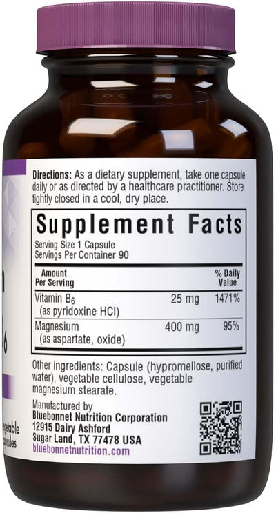 BlueBonnet Magnesium B6 Capsules - 400 mg Magnesium, 90 Pack - Image 2