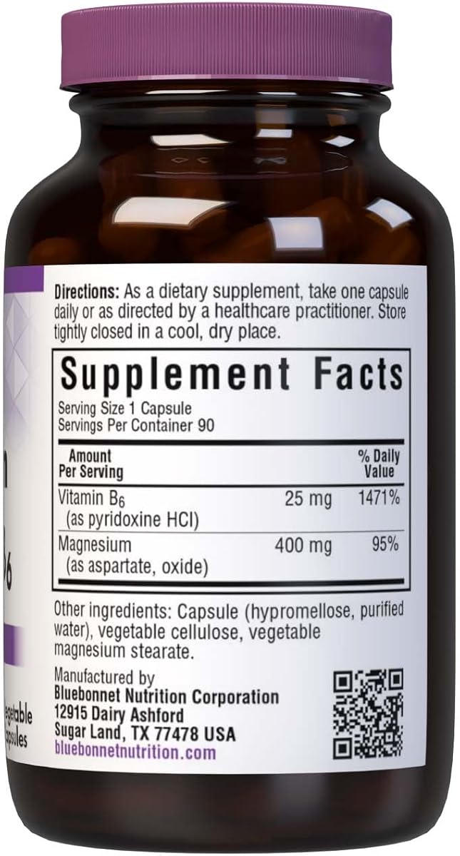 BlueBonnet Magnesium B6 Capsules - 400 mg Magnesium, 90 Pack - Image 2