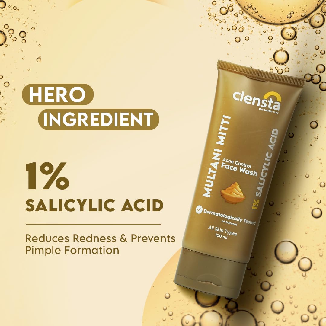 Clensta Multani Mitti Acne Control Face Wash - 100gm - Image 3