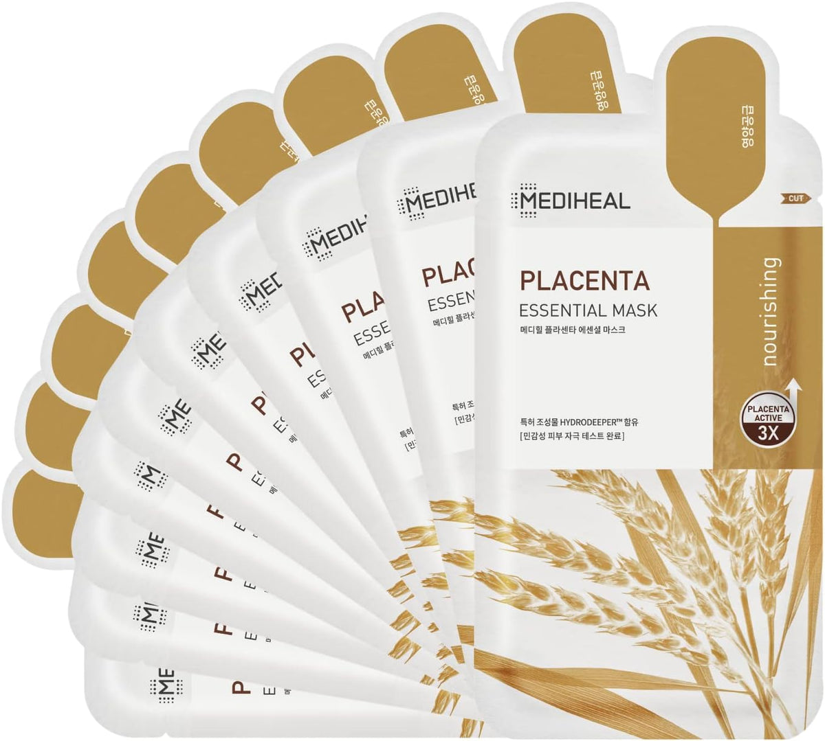 Mediheal Best Korean Sheet Mask | Placenta Essential Face Mask For Anti Aging | Korean Rejuvenazing Mask | Ultra Nourishing Glowy Skin Treatment | 10 Sheets